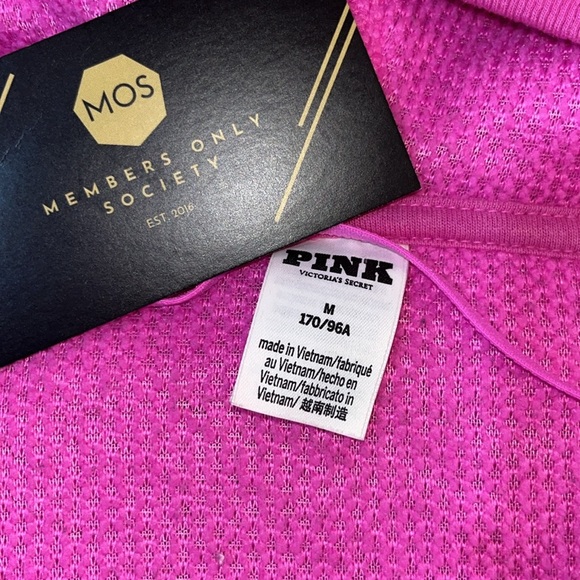 Victoria's Secret Vibrant Magenta-like Pink  Textured Sherpa Hoodie - Picture 2 of 3